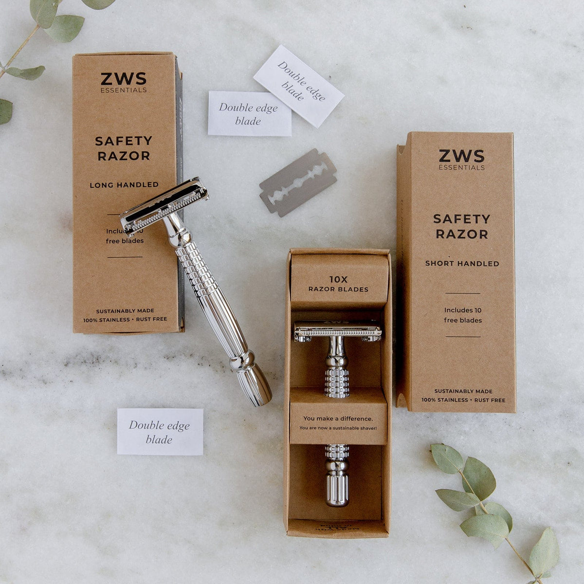 Zero Mm Razor Zero Waste Safety Razor - Sustainable Razor - Single Blade, 10 Free Bl ...